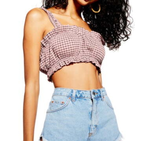 Topshop Tops - TOPSHOP Gingham Bralette Crop Top, Tank Top